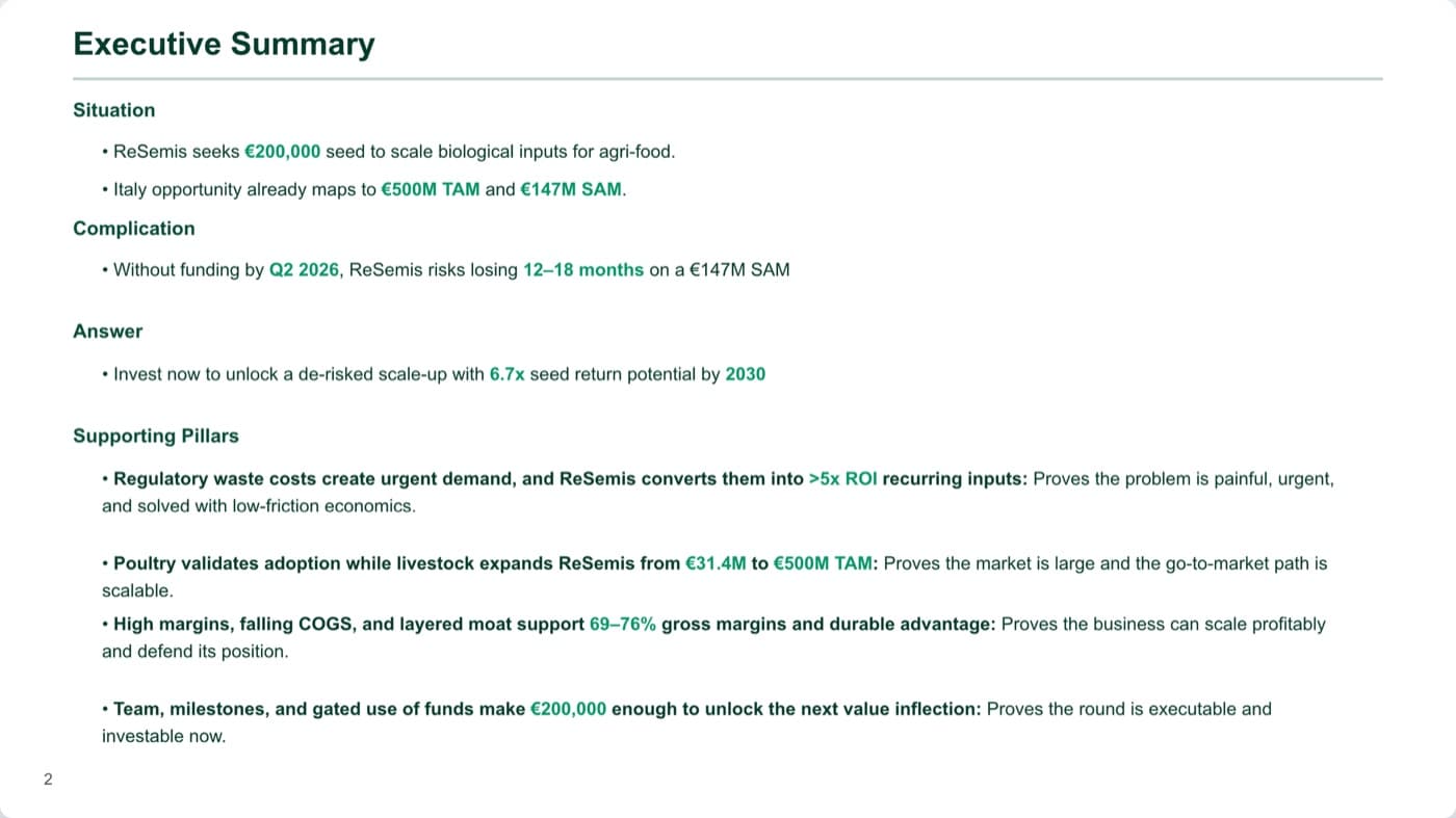 Generated executive summary slide