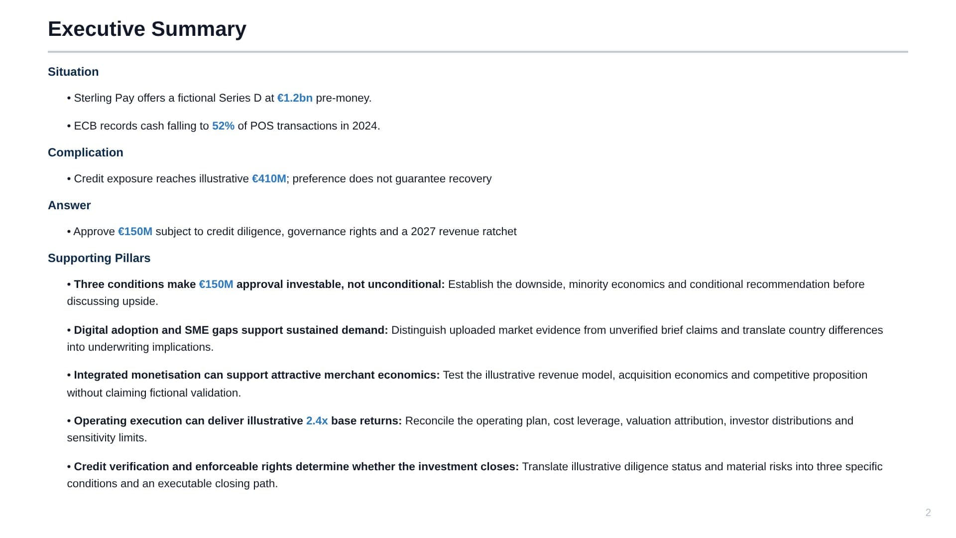 Generated executive summary slide