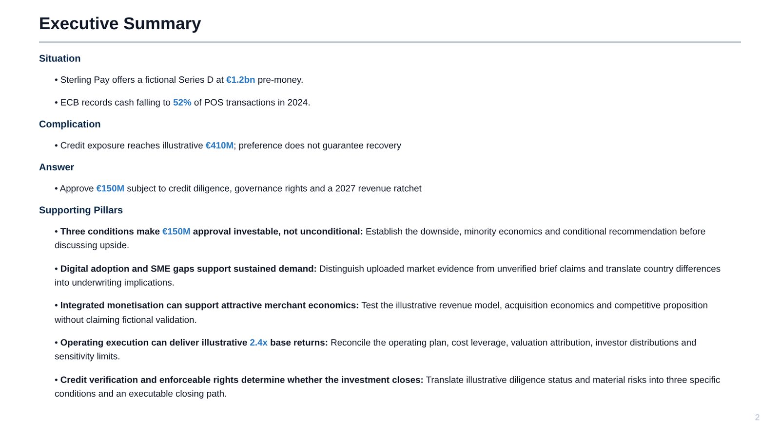 Slide 2: Executive summary